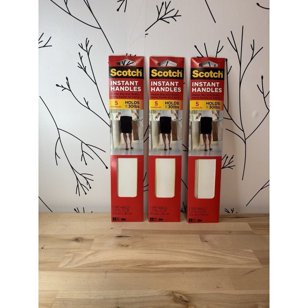 Scotch Instant Handles‎ Adhesive Tape 5 Pack 8330-5 Lot of 3